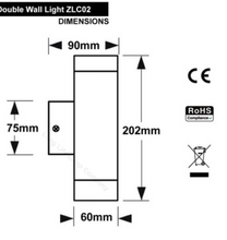 Black Stainless Steel Double Garden Up / Down wall light
